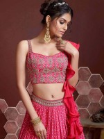 Hot Pink Chinon Silk Lehenga Choli